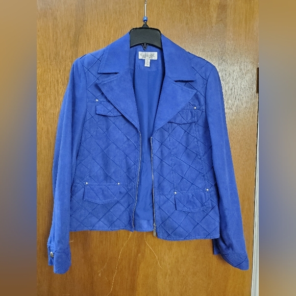 Vibrant Cobalt Blue Faux Suede zip up jacket - Picture 1 of 12